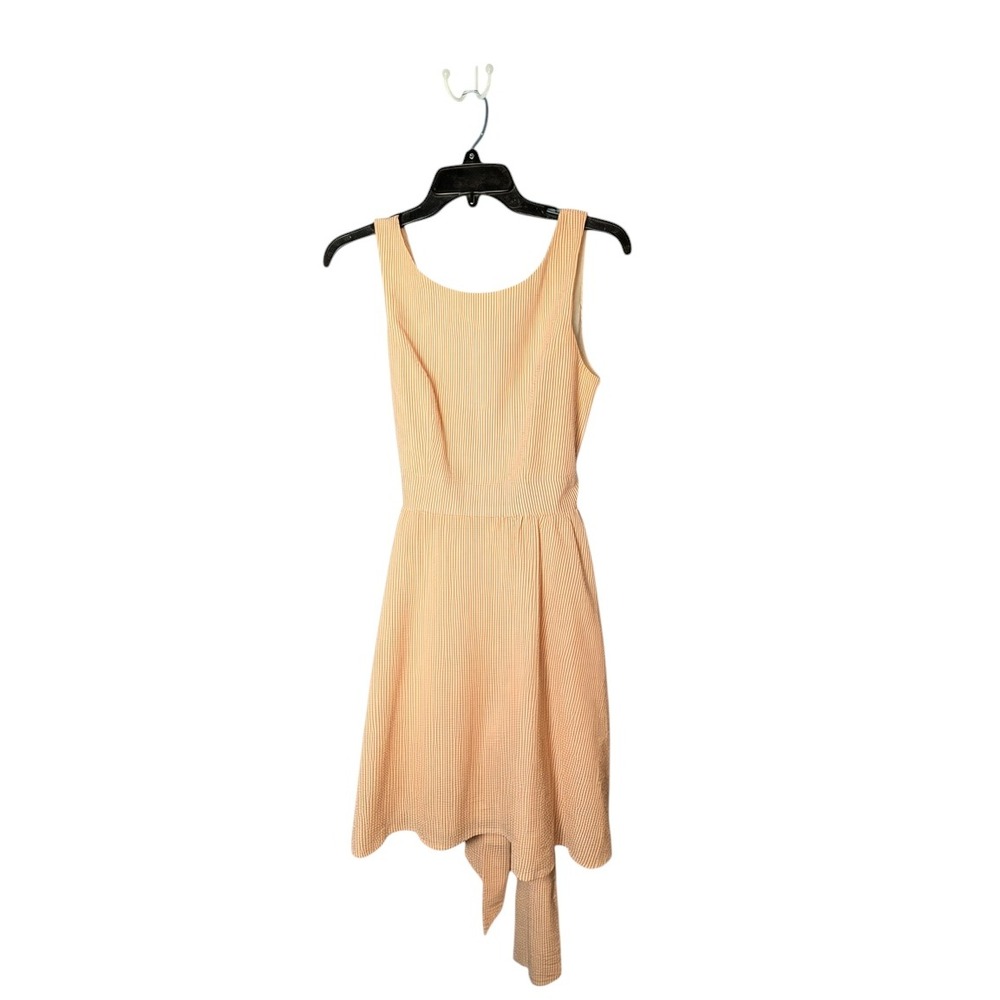 Lauren James Emerson Seersucker Dress Peach White Stripe Bow Back Womens Small - Picture 1 of 3